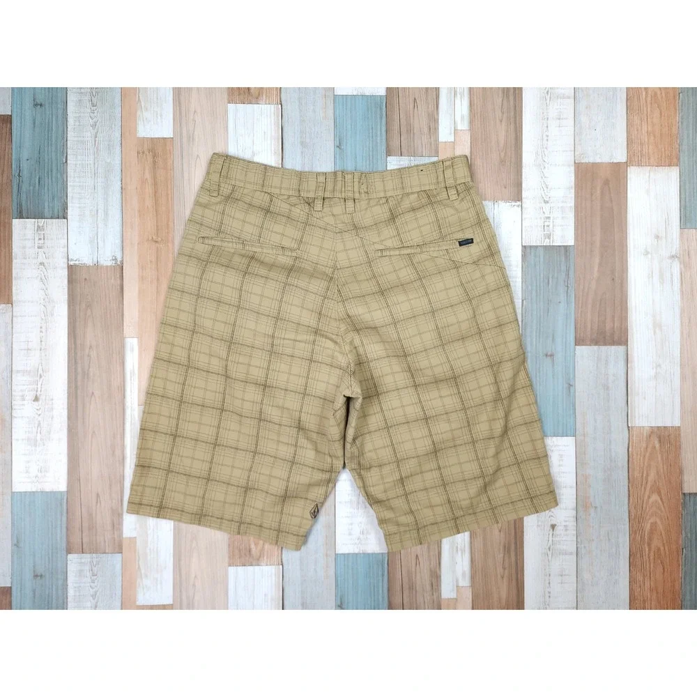 Volcom Frickin Painted Plaid Chino Shorts Mens 29 Khaki Tan A09310S0 Skate